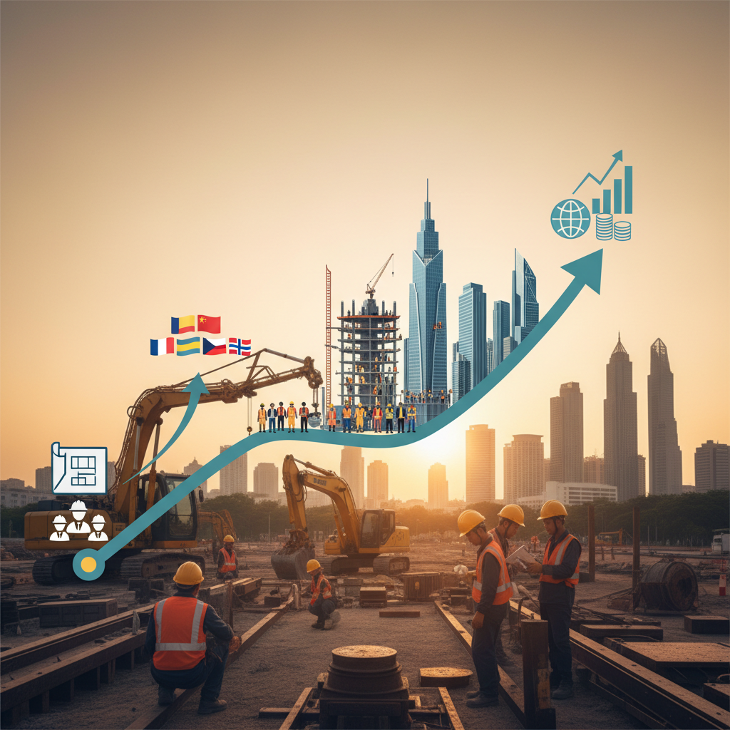 Graphique montrant la croissance économique avec l'emploi international.